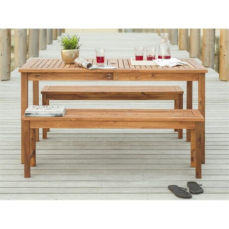 Walker Edison Furniture Walker Edison Acacia Wood Simple Patio Dining Set - Dark Brown, 3 Piece OW3SDTDB